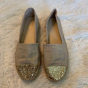 Guess tan and gold espadrilles